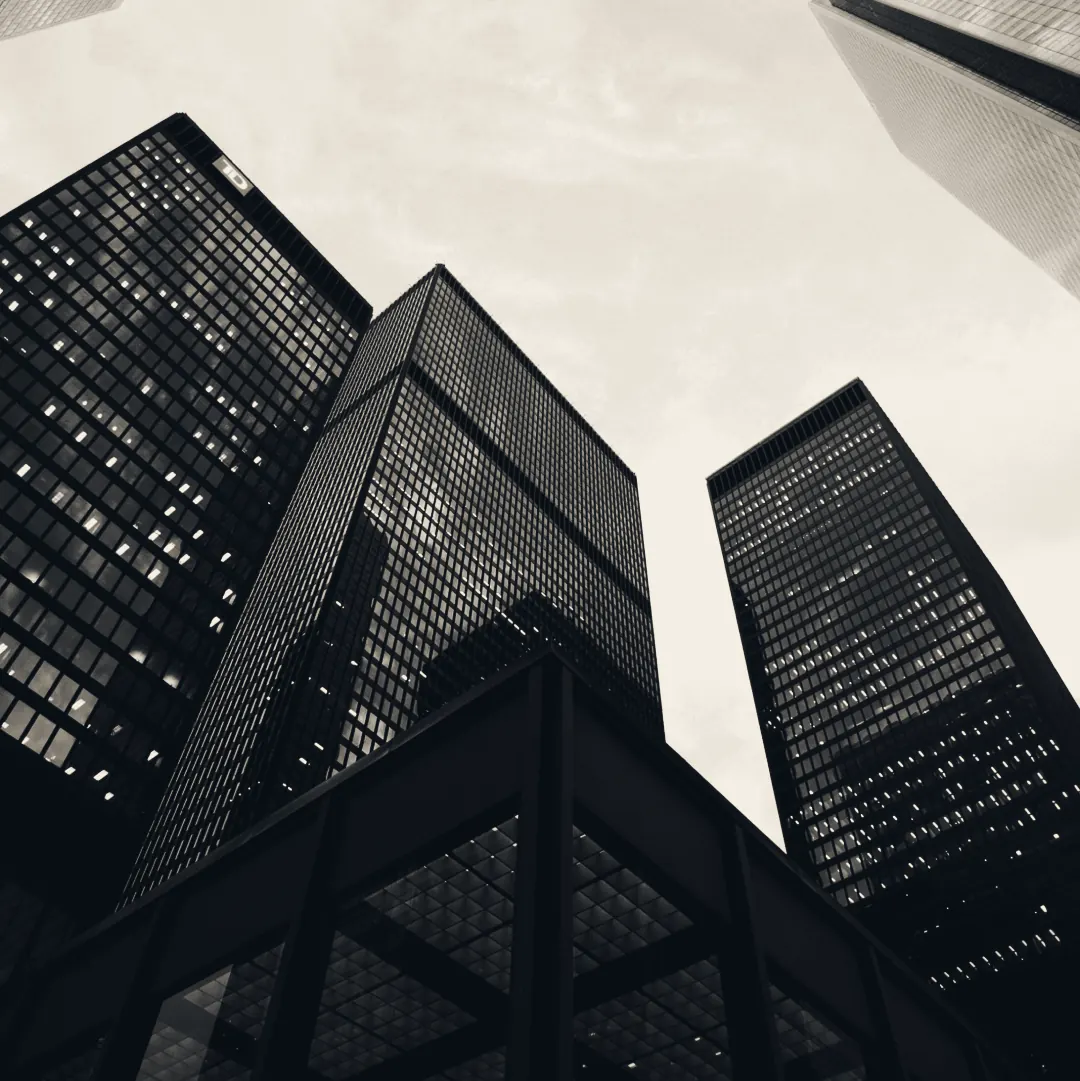 Office towers seen from below